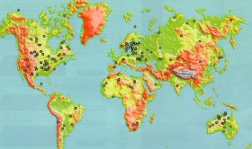Карта следов астероидных бомбежек Земли